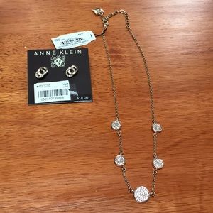 Anne Klein rose gold necklace and earrings